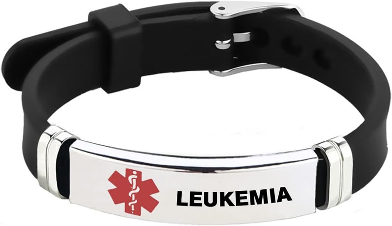 TGLS Red Medical Alert ID Bracelet for Women Men's Emergency First Aid Health Alert Laser Engraved Satinless Steel Adjustable Silicone Wristband Bracelets - Image 1